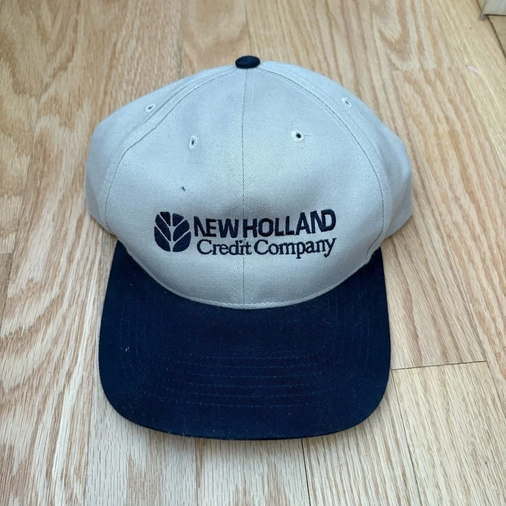 Vintage New Holland Credit Company Canvas Tan Hat Blue